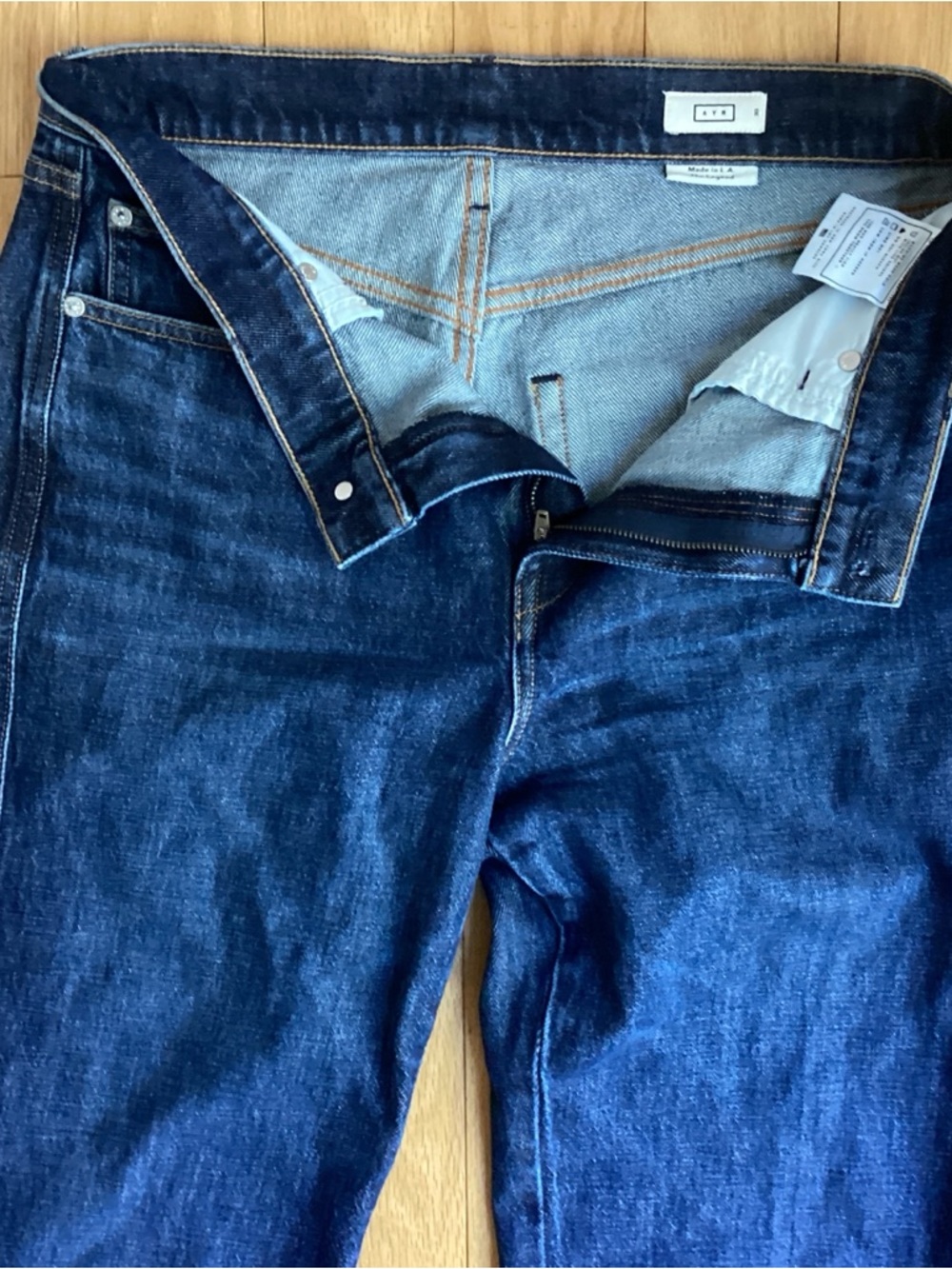AYR High Rise Wide Leg Jeans Dark Indigo Size 30 Made in LA - Picture 2 of 6
